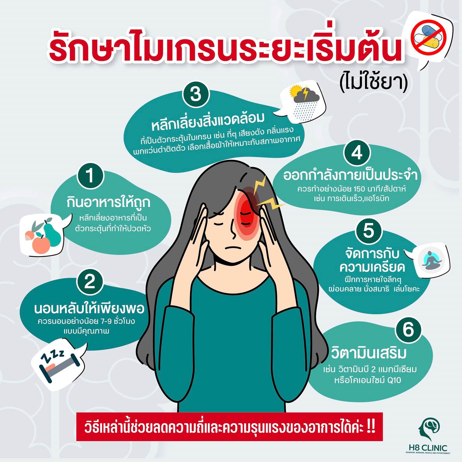 วิธีการรักษาปวดศีรษะไมเกรน